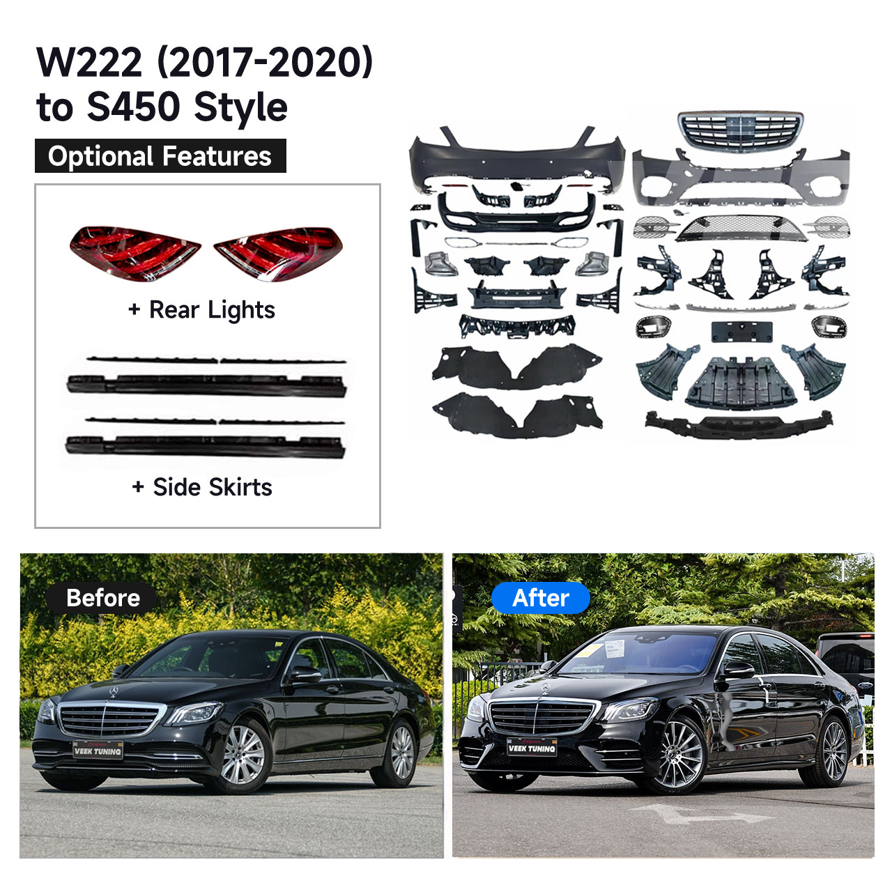 For S Class W222 (2014-2020) Upgrade Old to New S450 (2025) Style Body Kit