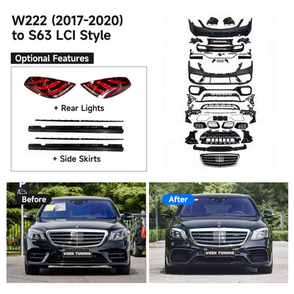 For S Class W222 (2014-2020) Upgrade Old to New S63 (2024) Style Body Kit
