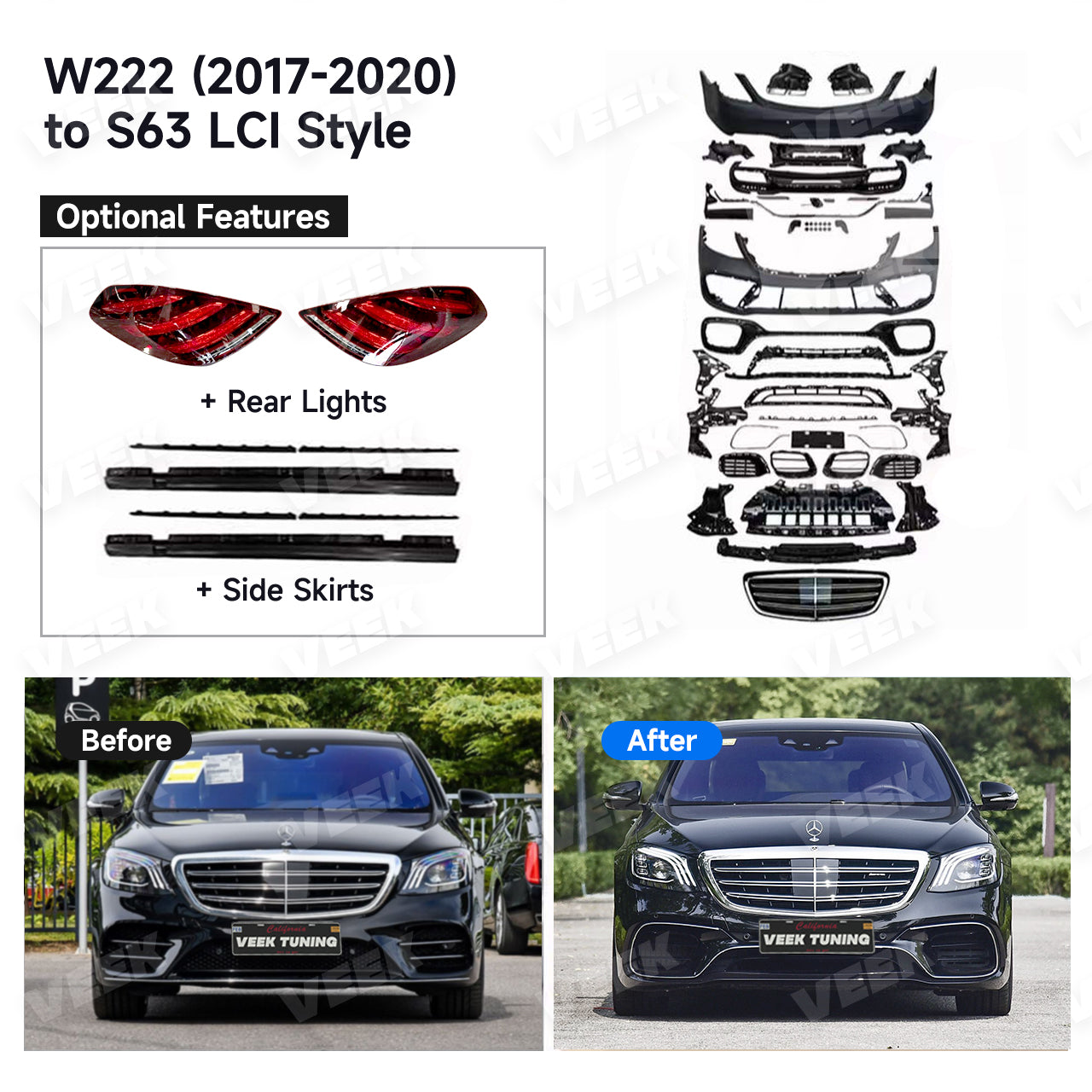 For S Class W222 (2014-2020) Upgrade Old to New S63 (2024) Style Body Kit