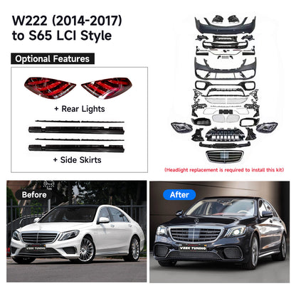 For S Class W222 (2014-2020) Upgrade Old to New S65 (2024) Style Body Kit