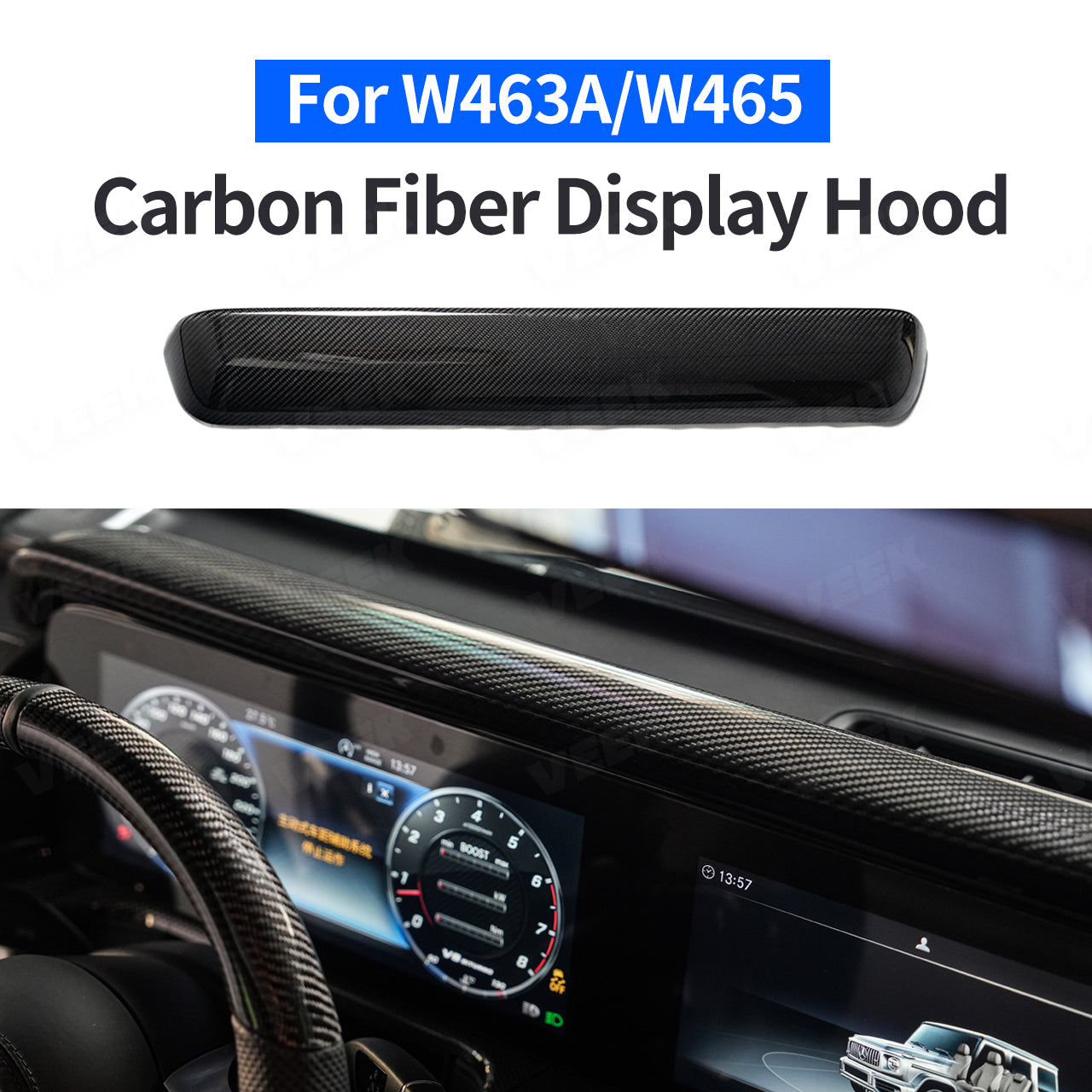 Carbon fiber Interior Clip-On Strip for W463A/W465 2019-2025 Mercedes G Wagon