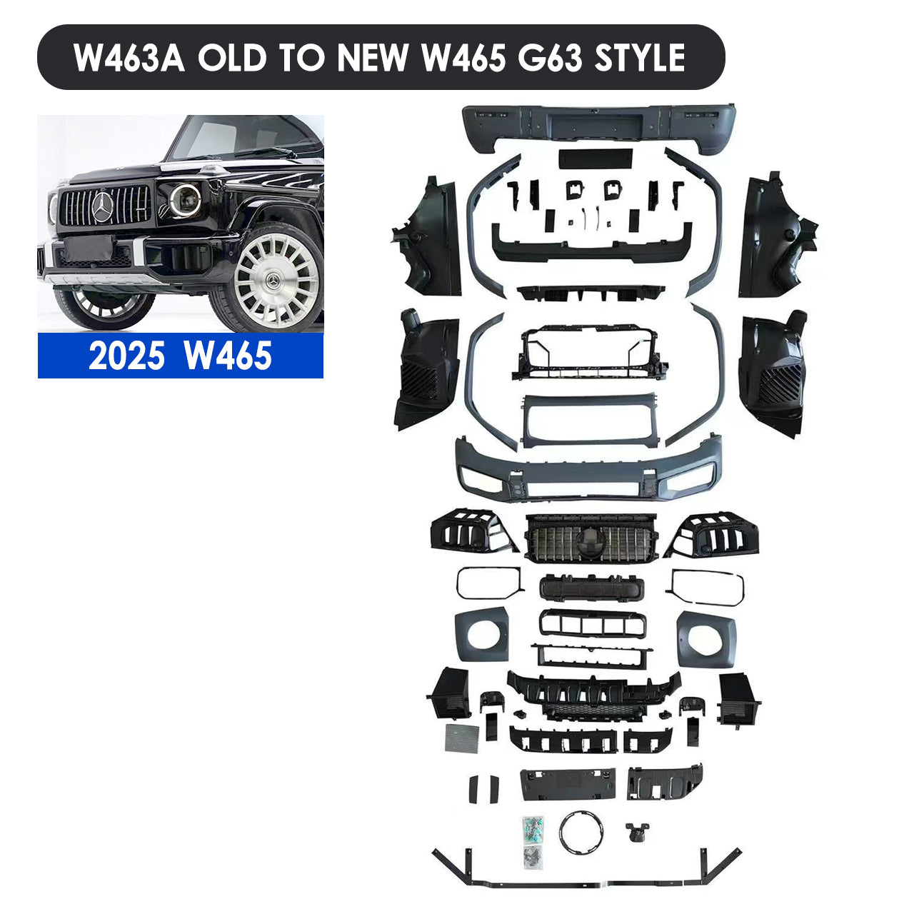 Exterior Upgrade to W463A/2025 465 G63/G800/G900 Style Body Kit For W463/463A 2003–2024 G Wagon