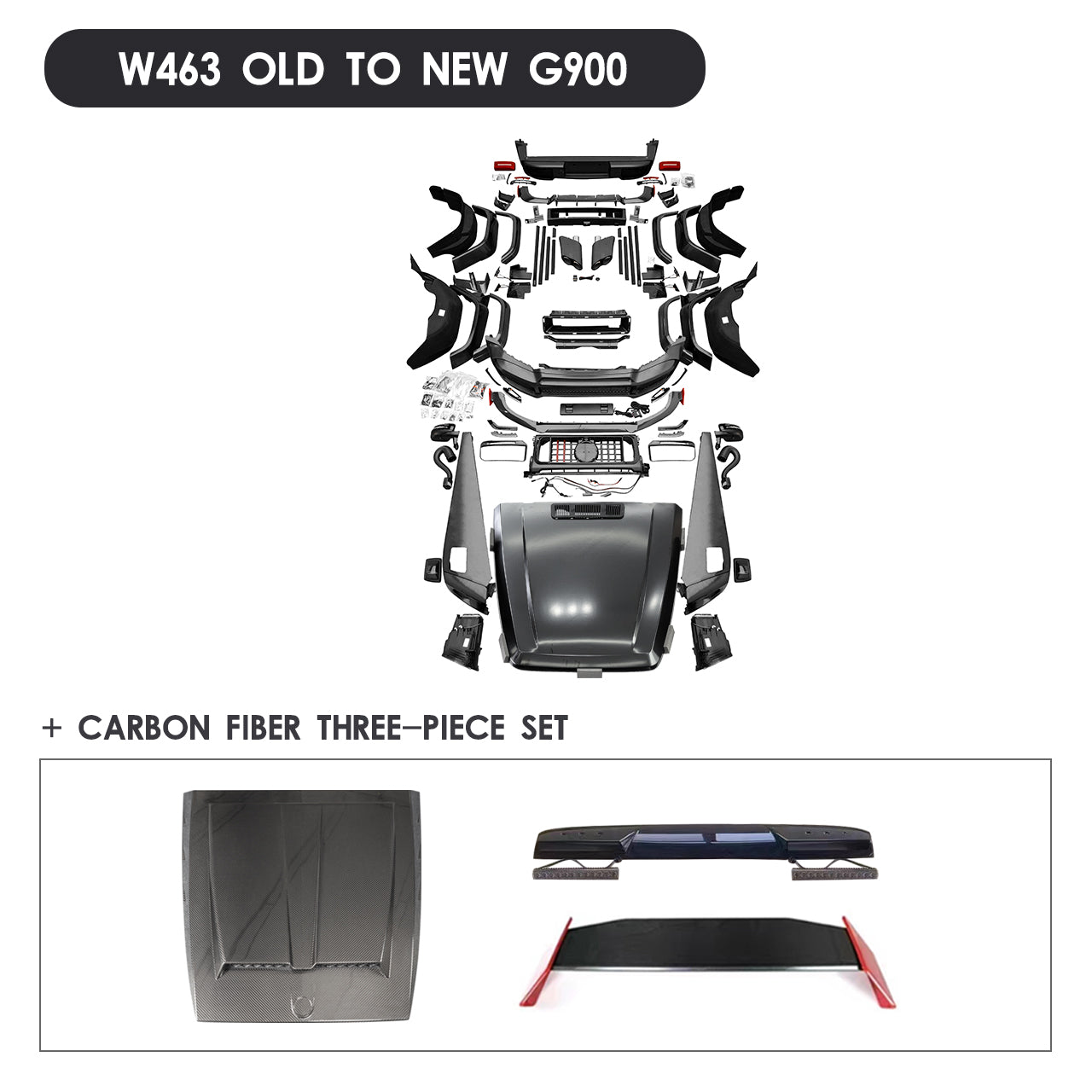 Mercedes-Benz W463/463A 2003–2024 G Wagon Exterior Upgrade to W463A/2025 465 G63/Brabus/G800/G900 Style Body Kit