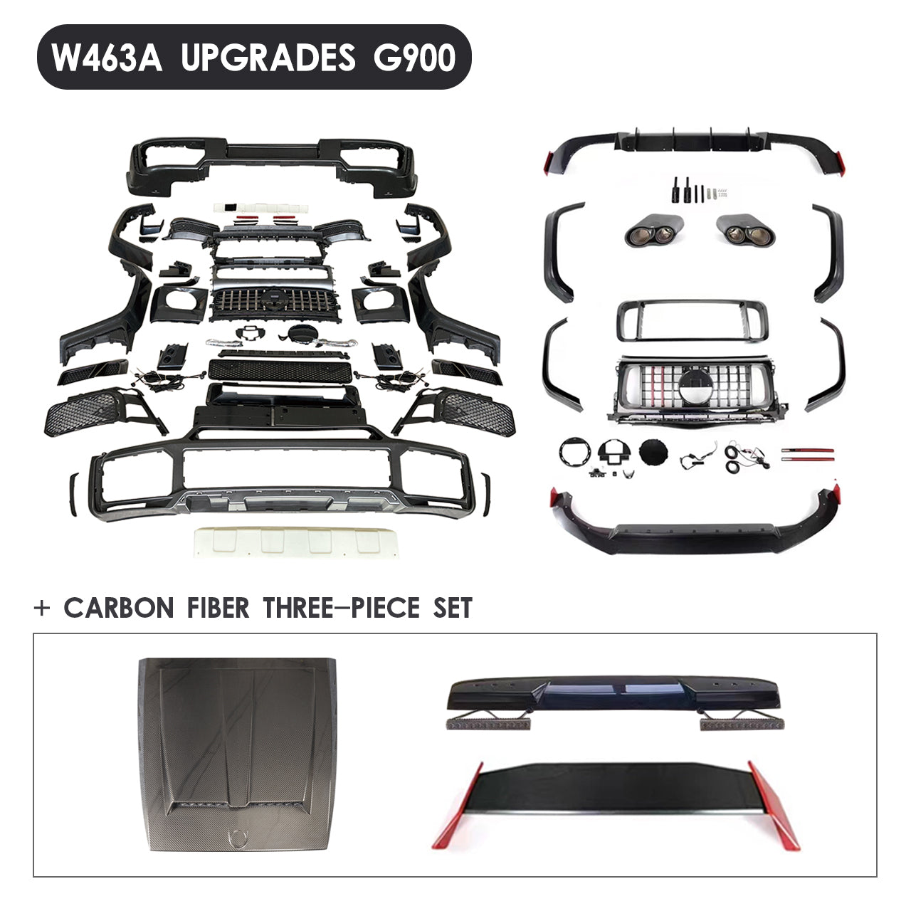 Mercedes-Benz W463/463A 2003–2024 G-Wagon Exterior Upgrade to W463A 2024 G63/Brabus/G800/G900 Style Body Kit