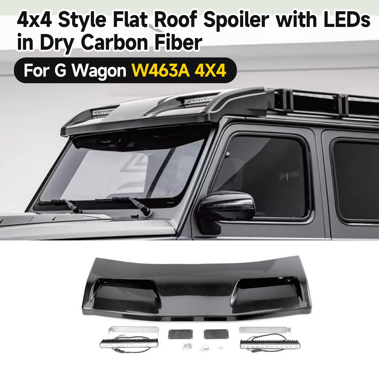BRA/4x4/6x6 Carbon Fiber Front Roof Spoiler with LED for 2019-2024 G-Class W463A