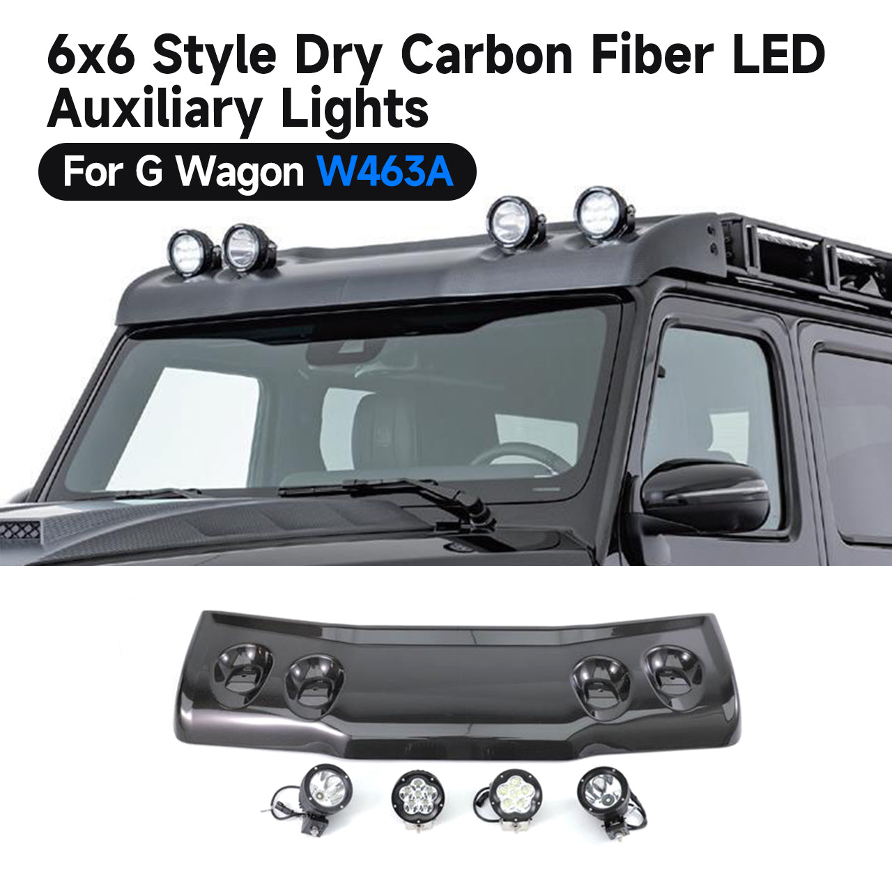BRA/4x4/6x6 Carbon Fiber Front Roof Spoiler with LED for 2019-2024 G-Class W463A