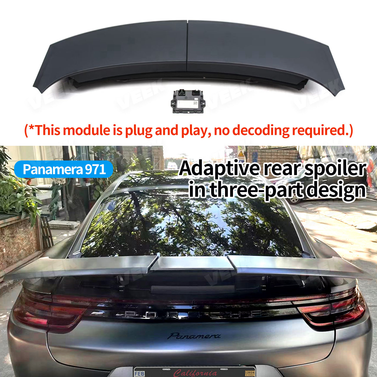Porsche Panamera 971  (2017-2023) Upgrade to Turbo Style Rear Spoiler in Three-part Design