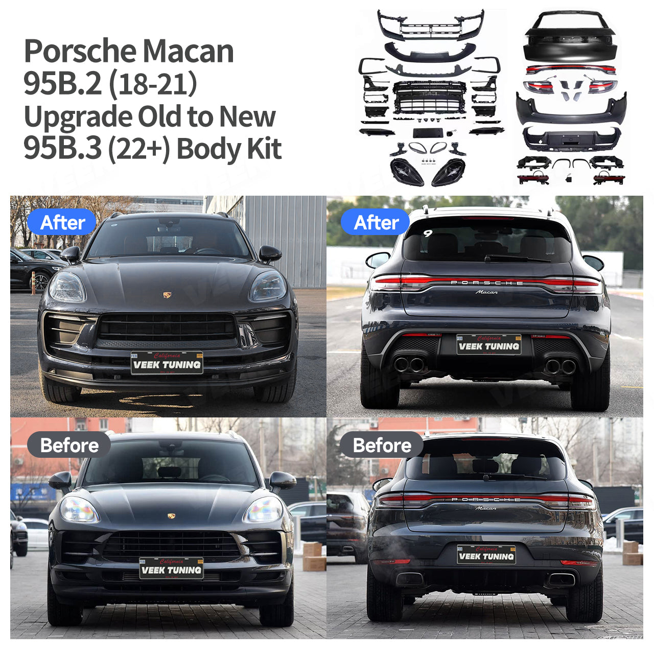 Porsche Macan 95B.1/95B.2（2014-2021）Upgrade Old to New 95B.3 (2022+) Body Kit