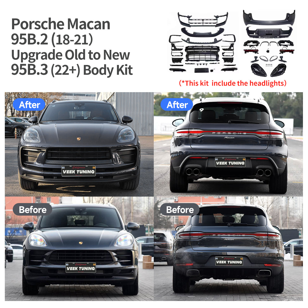 Porsche Macan 95B.1/95B.2（2014-2021）Upgrade Old to New 95B.3 (2022+) Body Kit