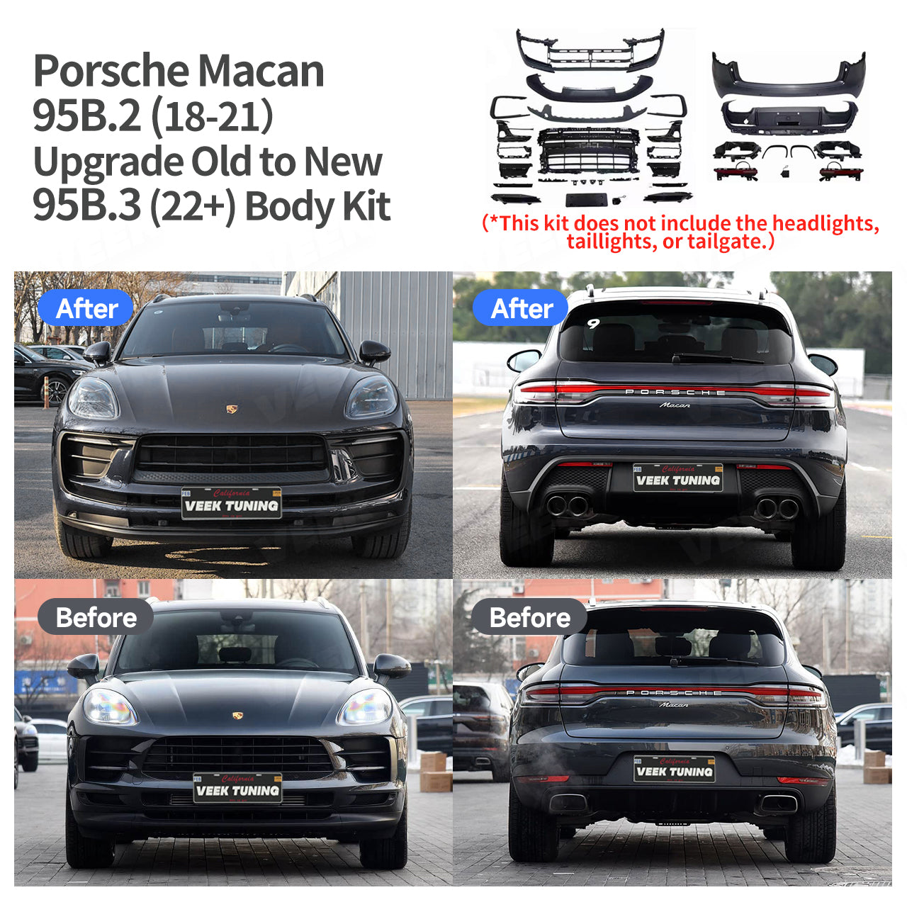 Porsche Macan 95B.1/95B.2（2014-2021）Upgrade Old to New 95B.3 (2022+) Body Kit