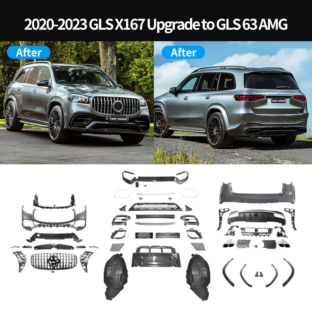 Mercedes 2012-2024 GLS X166/167 Upgrade to 24+ X167 GLS 63 AMG/Maybach Stye Body Kit