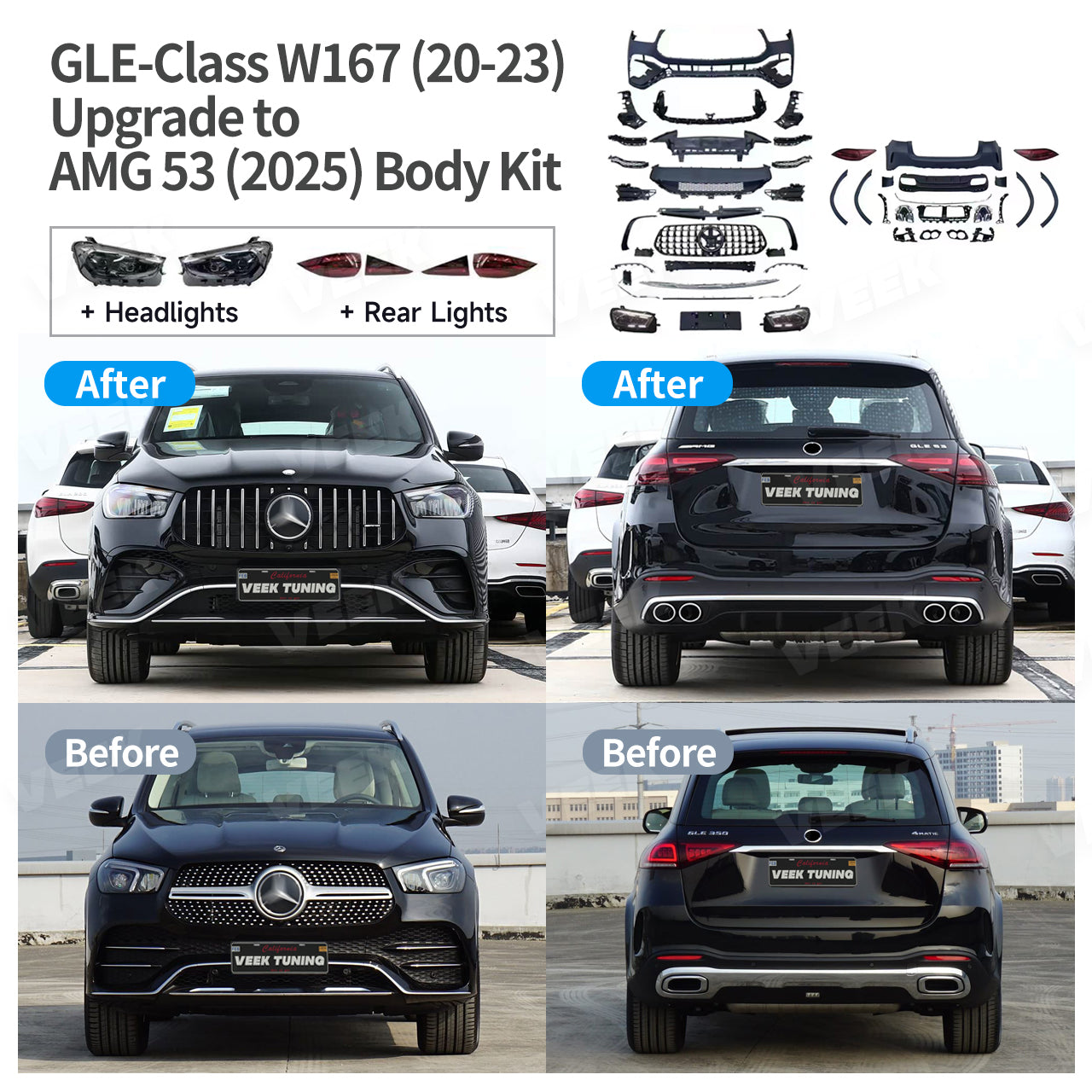 Mercedes Benz GLE SUV W167 (2020-2023) Upgrade to AMG 53 W167 LCI (2025) Style Body Kit