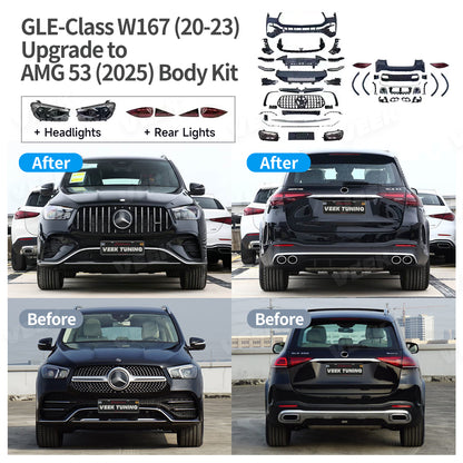 Mercedes Benz GLE SUV W167 (2020-2023) Upgrade to AMG 53 W167 LCI (2025) Style Body Kit