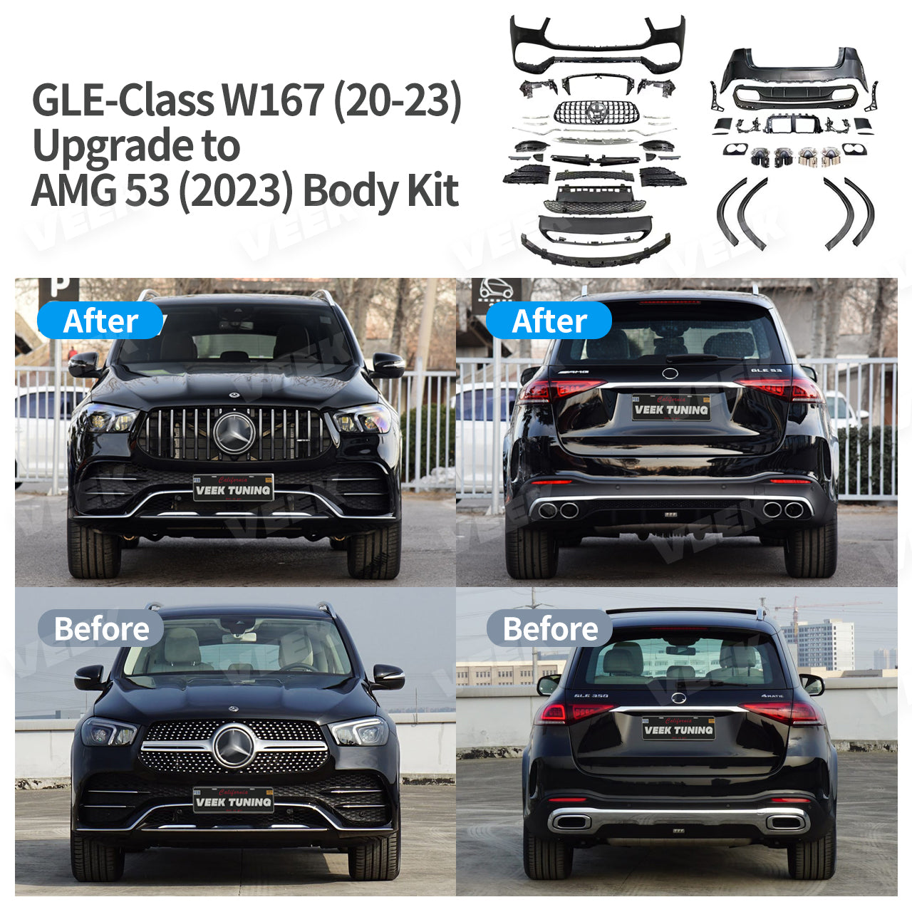 Mercedes Benz GLE SUV W167 (2020-2023) Upgrade to AMG 53 W167 (2023) Style Body Kit