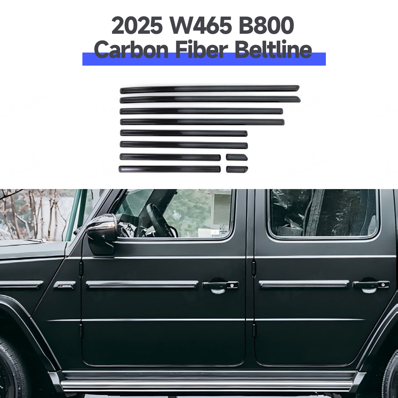 Carbon fiber beltline for Mercedes G Wagon